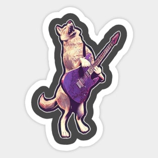 Dog playing guitar rock ‘n’ roll heavy-metal gift animal art gamer Sticker